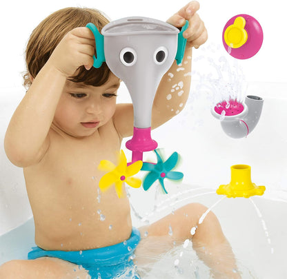 Yookidoo FunEleFun Fill ‘N’ Sprinkle Bath Toy. an Elephant Trunk Funnel Toddlers Play with 3 Interchangeable Trunk Accessories That Spins, Twist and Sprinkle, Promotes Kids STEM-Based Learning (Grey