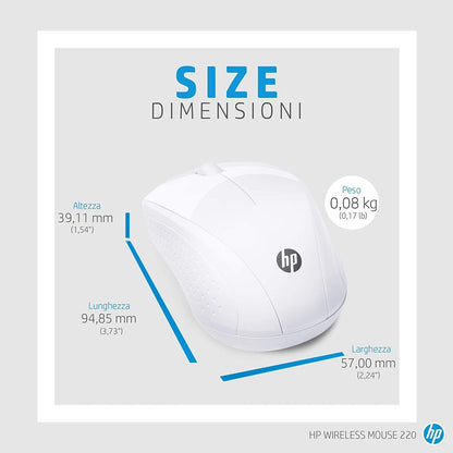 HP 220 Wireless Mouse with Blue LED Technology, 1300 Optical Sensor, Contoured Profile
