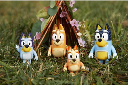 Bluey and Family: Bingo, Bandit and Chilli 4 Figure pack Articulated Character Action Figures 2.5 inches Official Collectable Toy