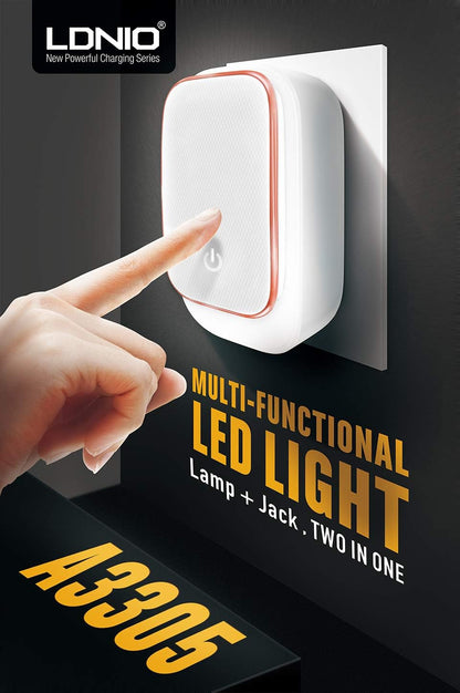LDNIO Charger 3 USB 3.4 a with night light LED touch