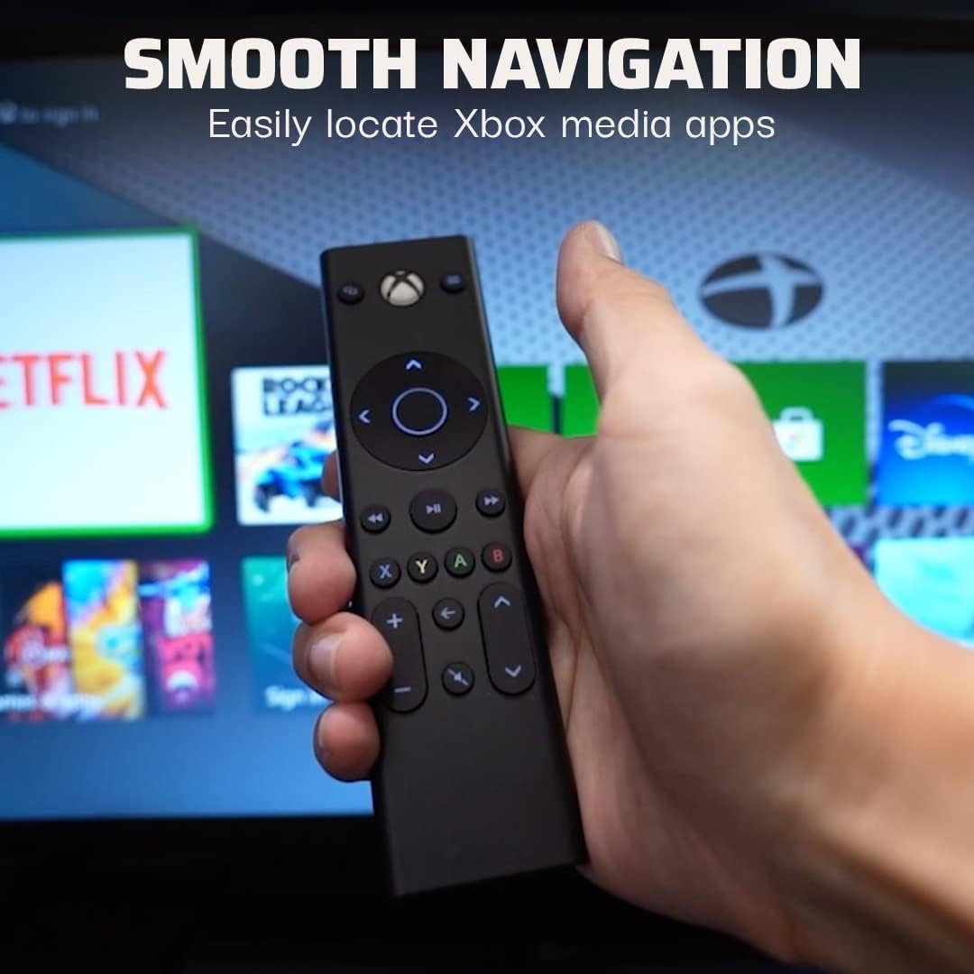 PDP Universal Gaming Media TV Remote Control for Xbox Series X|S, Xbox One, Officially Licensed for Microsoft Xbox, Motion Activated Backlight, Compact Navigation Toggle, Battery Optimized