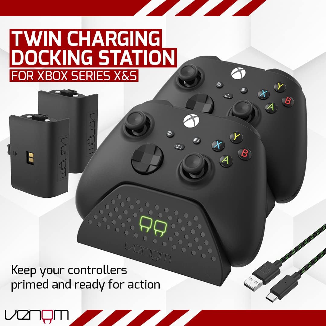 Venom Twin Charging Dock with 2 x Rechargeable Battery Packs - Black (Xbox Series X & S/Xbox One) Twin Dock - Black single