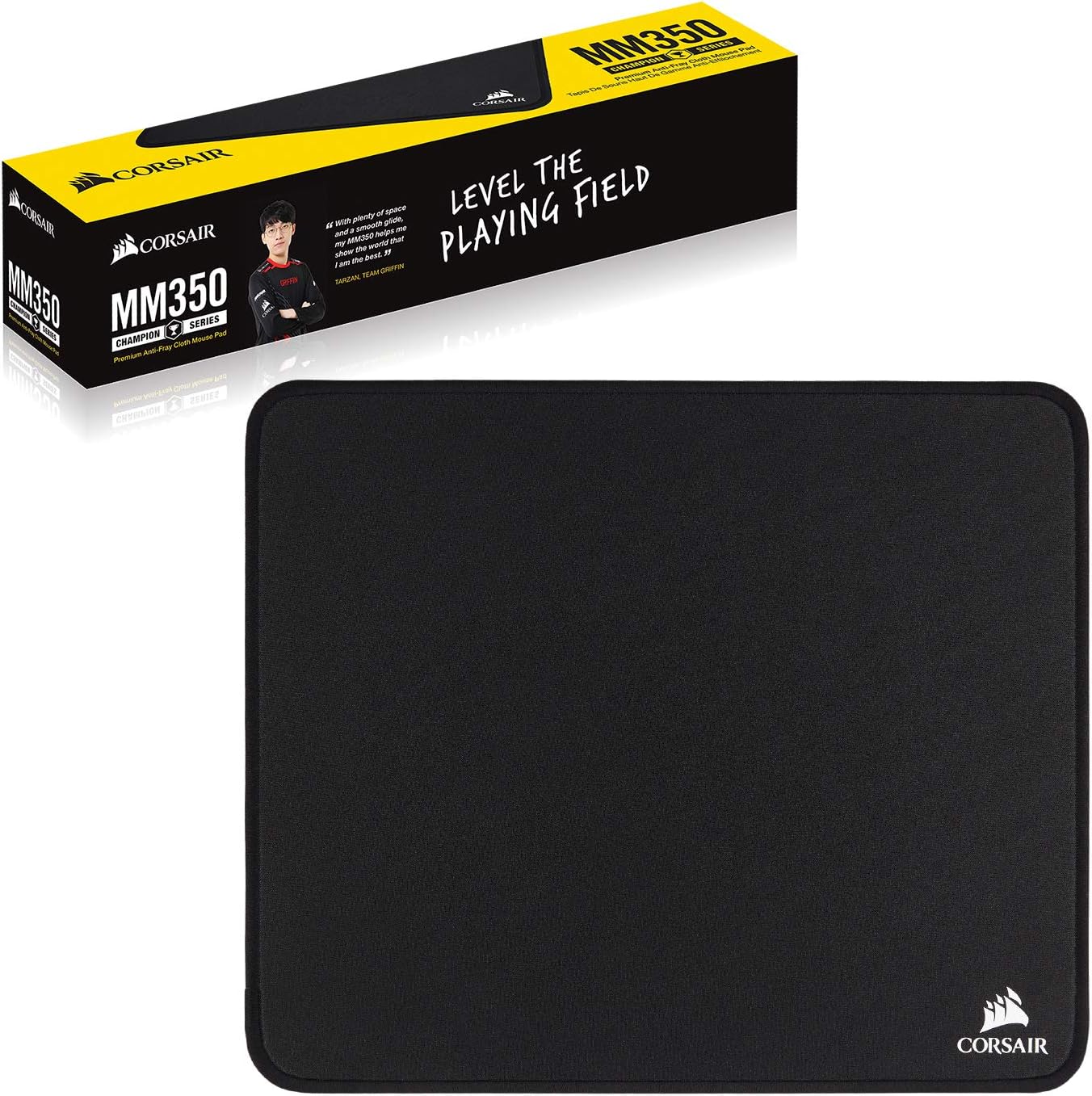 Corsair MM350 Champion Series, Medium Premium Anti-Fray Cloth Performance Gaming Mouse Mat, Black Medium MM350 Champion