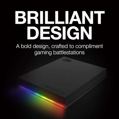 Seagate FireCuda Gaming Hard Drive, 2 TB, External Hard Drive HDD, USB 3/2, RGB LED lighting, 3 Years Rescue Services (STKL2000400