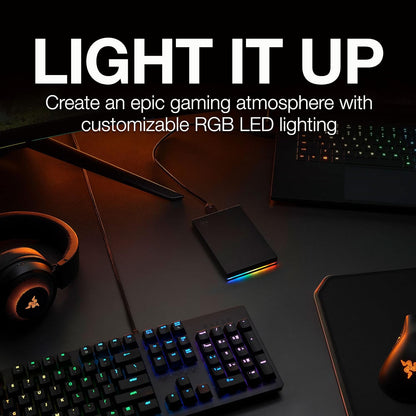 Seagate FireCuda Gaming Hard Drive, 2 TB, External Hard Drive HDD, USB 3/2, RGB LED lighting, 3 Years Rescue Services (STKL2000400