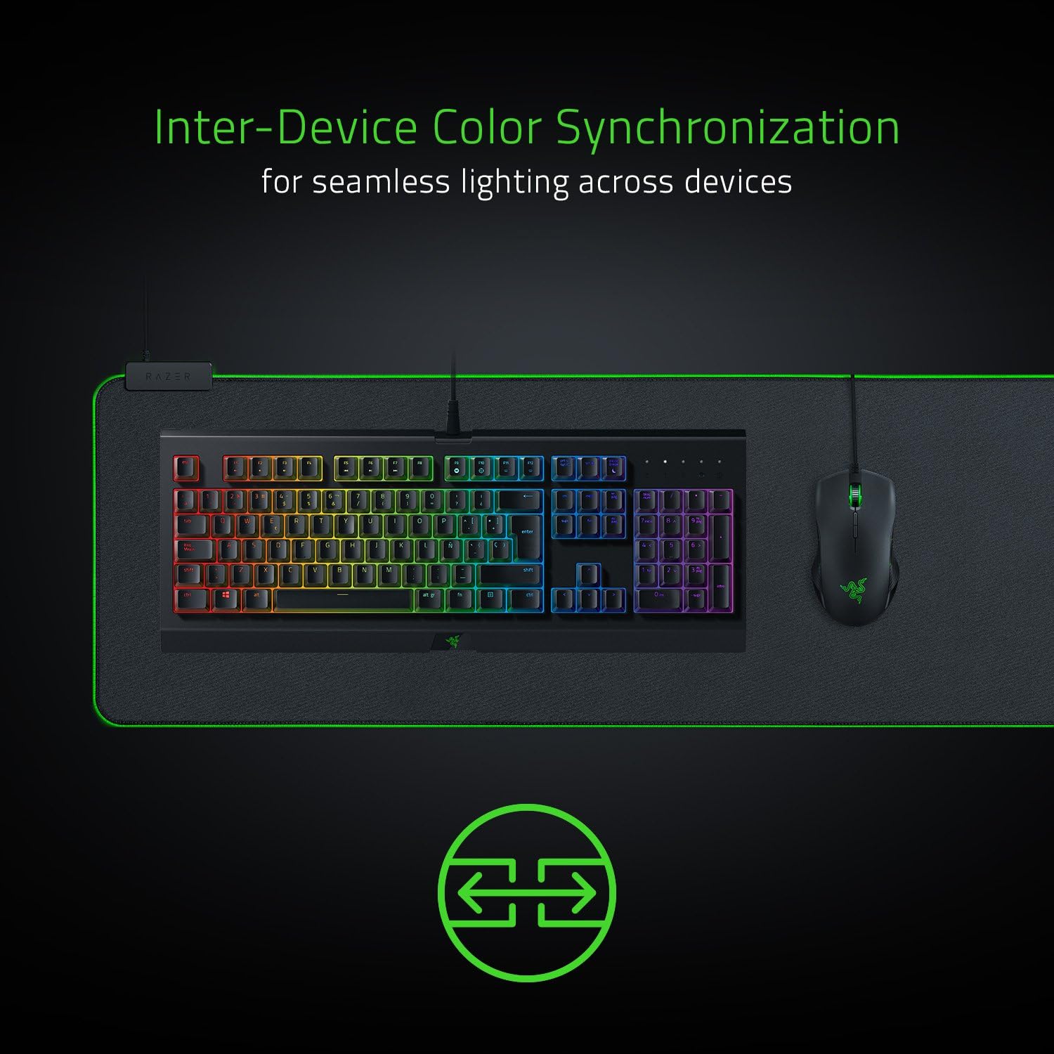 Razer Goliathus Extended Chroma - Soft Extended Gaming Mouse Mat Chroma RGB Lighting (Cable Holder, Fabric Surface, Quilted Edge, Optimized for all Mice) Black