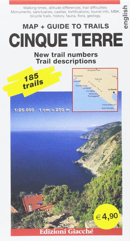 Cinque Terre map + Guide to trails. 185 trails 1:25.000