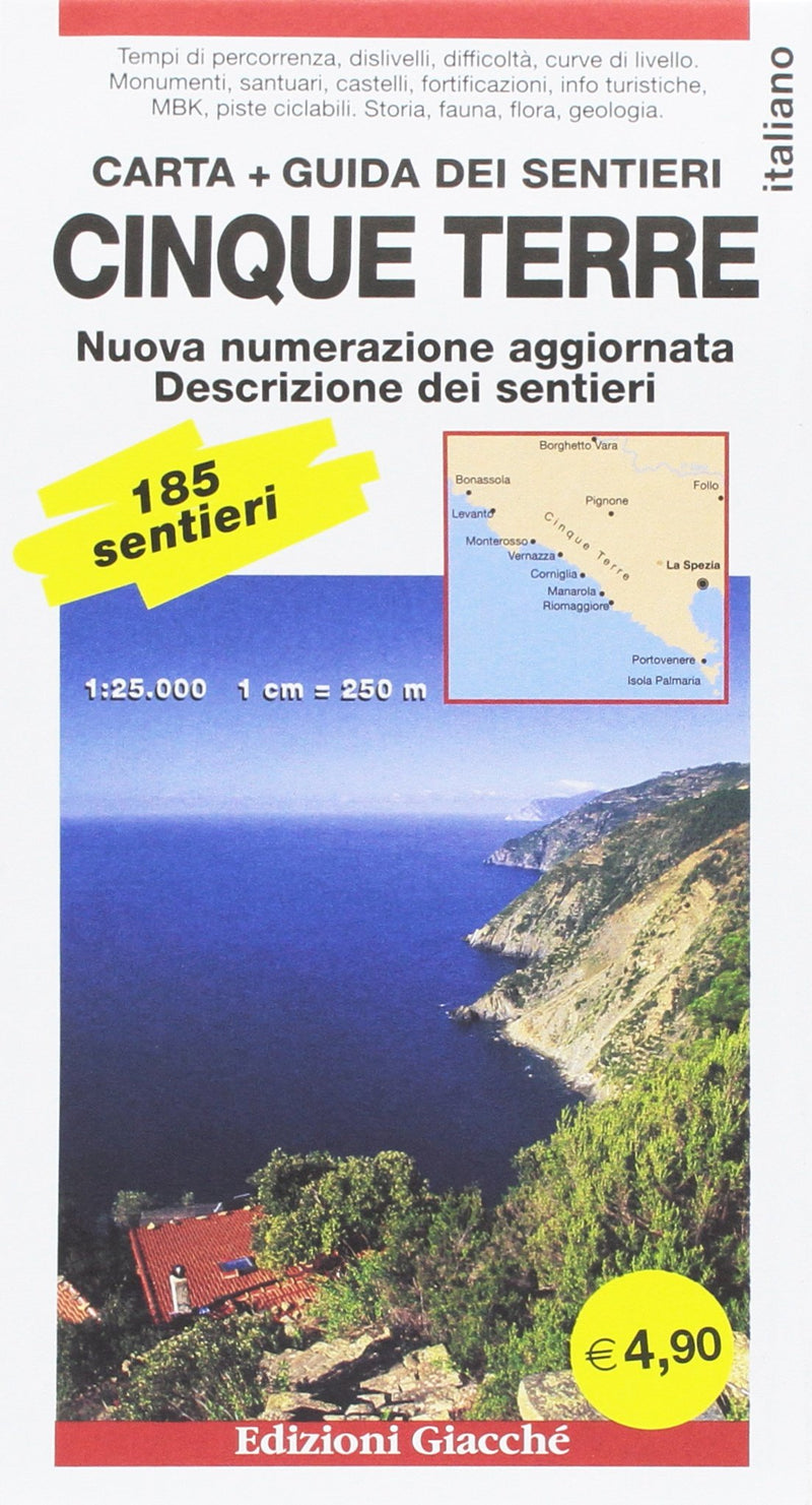Cinque Terre. Carta. Guida Dei Sentieri. 185 Sentieri, Scala 1:25.000
