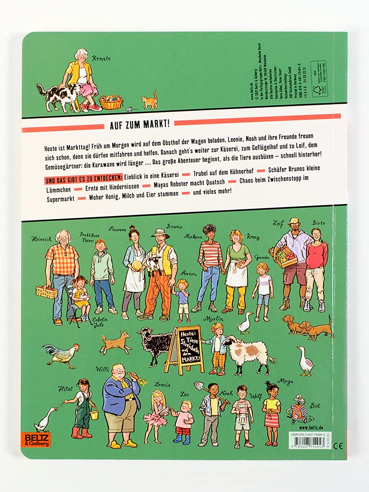 Auf zum Markt!: Eine Wimmelbilder-Geschichte. Vierfarbiges Pappbilderbuch