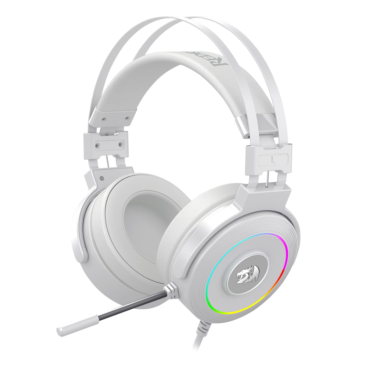 Redragon Lamia 2 H320W RGB Gaming Headphones White - Headphones with Microphone - Includes Stand - Powerful Headphones - USB - 7.1 Virtual - Gaming Headset - PC Compatible