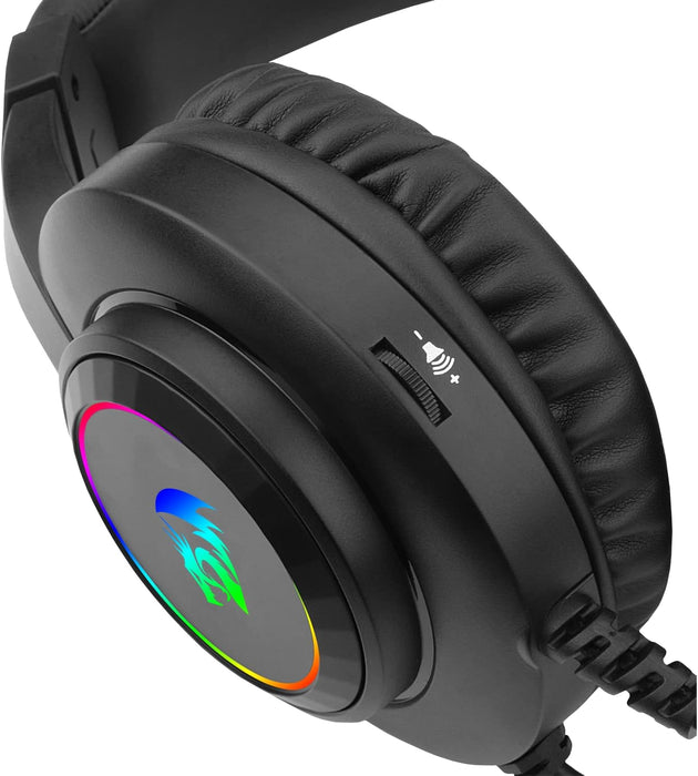 Redragon Hylas H260 RGB Gaming Headphones - Gaming Headphones with Stereo Sound - Large Earpads - Compatibility Xbox One, Nintendo Switch, PS4/5, Mac, PC or Laptop