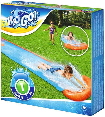 Bestway H20GO Single Water Slide, 4.88 m Inflatable Slip and Slide with Built-In Sprinklers