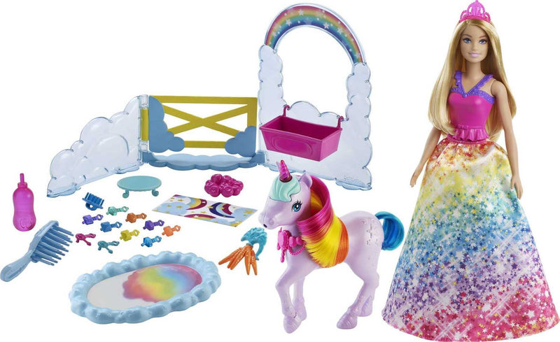 Barbie Dreamtopia Unicorn Pet Playset with Barbie Princess Doll, Gift for 3 to 7 Year Olds & Dreamtopia Rainbow Magic Mermaid - Fantasy Look - Tiara - Gift for Kids 3+ + Mermaid