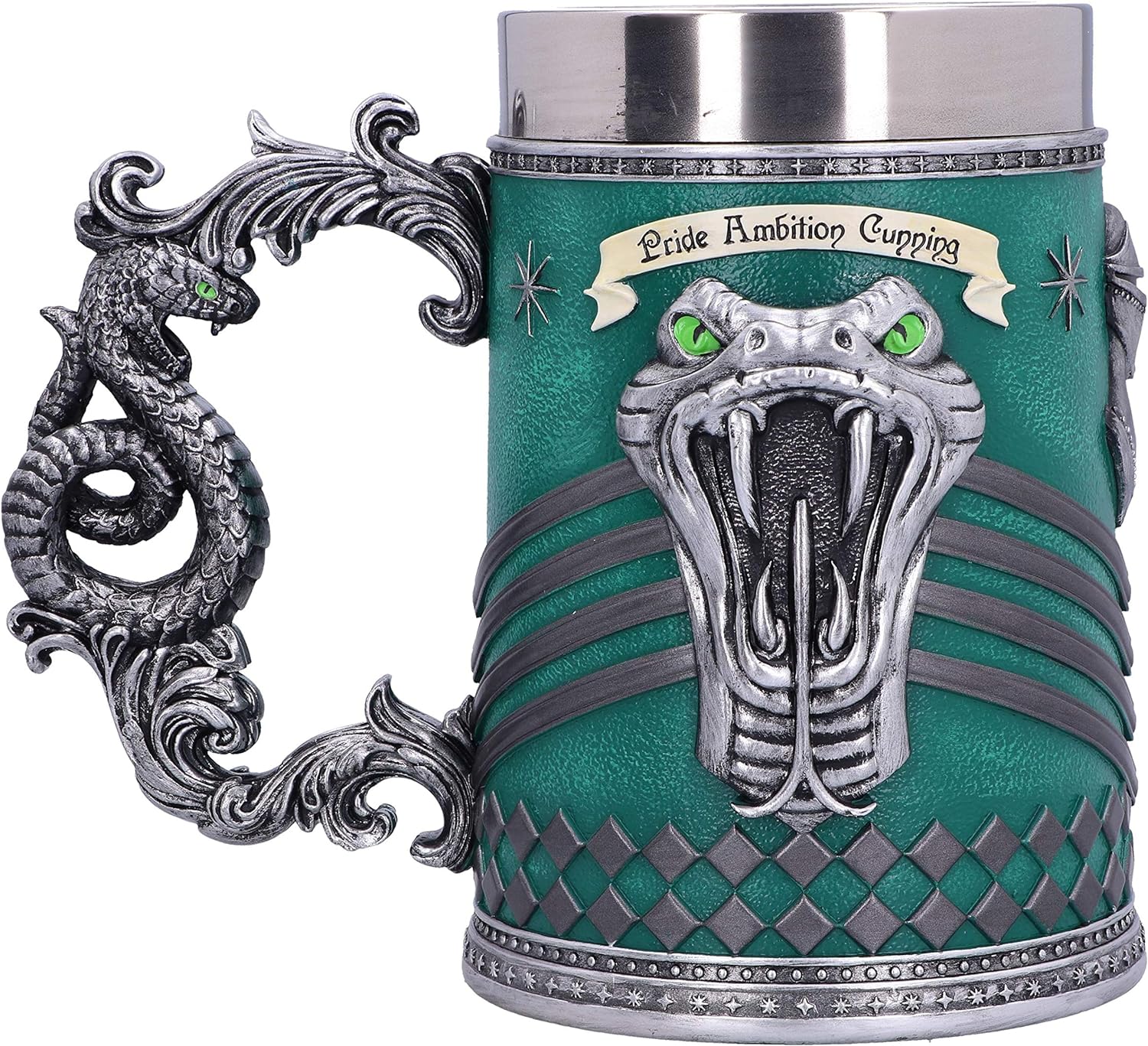 NEMESIS NOW Collectable Tankard Harry Potter Slytherin Hogwarts House-Boccale da Collezione, Resina, Verde Argento, 1 Unidad (Paquete de 1