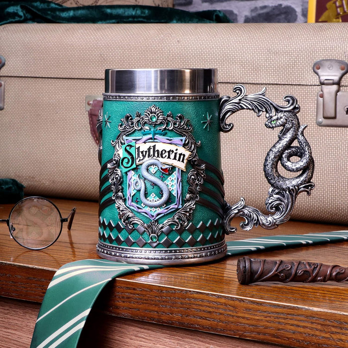 NEMESIS NOW Collectable Tankard Harry Potter Slytherin Hogwarts House-Boccale da Collezione, Resina, Verde Argento, 1 Unidad (Paquete de 1