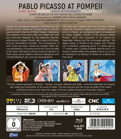 Pablo Picasso at Pompeii - Music by Satie: Parade, Stravinsky: Pulcinella - Corps de Ballet of the Teatro dell’Opera di Roma. Region 0