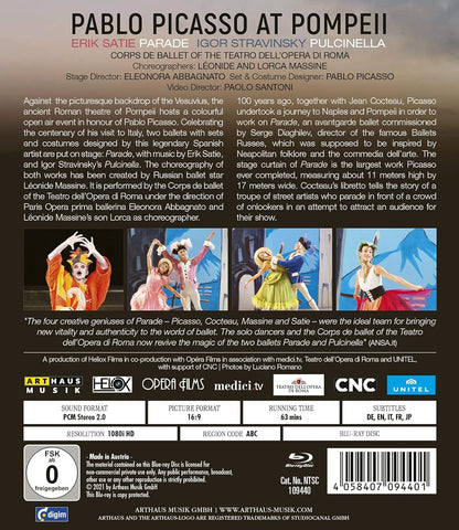 Pablo Picasso at Pompeii - Music by Satie: Parade, Stravinsky: Pulcinella - Corps de Ballet of the Teatro dell’Opera di Roma. Region 0
