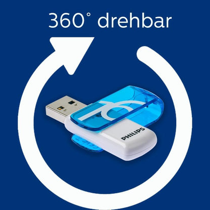 Philips USB 2.0 16GB Vivid Edition Blue, FM16FD05B/00, Blau, Weiß 16 GB single