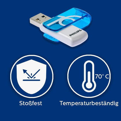 Philips USB 2.0 16GB Vivid Edition Blue, FM16FD05B/00, Blau, Weiß 16 GB single