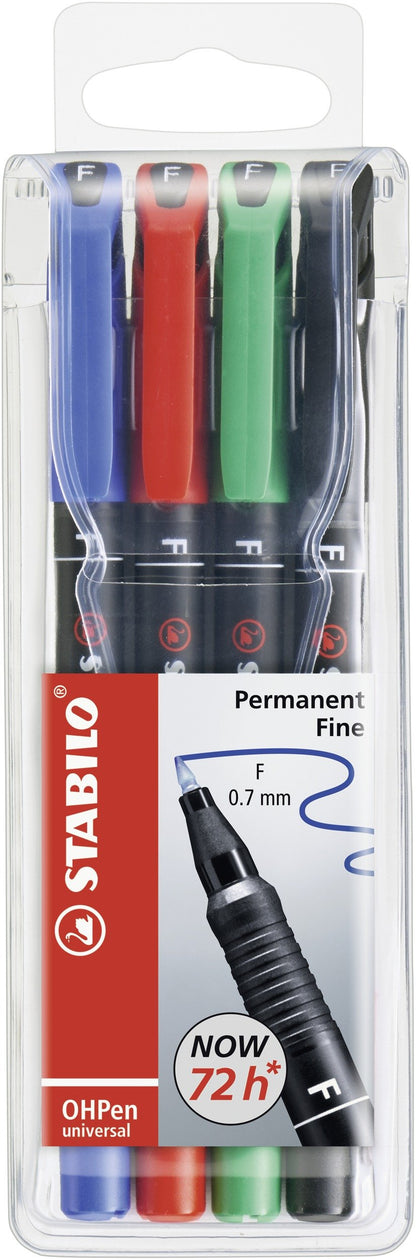 OHP Pen - STABILO OHP Pen Permanent - Fine - Wallet of 4 - Assorted Colours