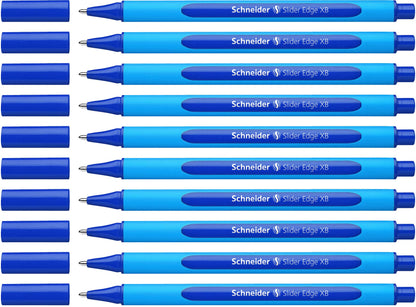 Schneider 152203 Ballpoint Pen Slider Edge with Cap XB Blue Barrel Colour: Cyan-Blue Pack of 10