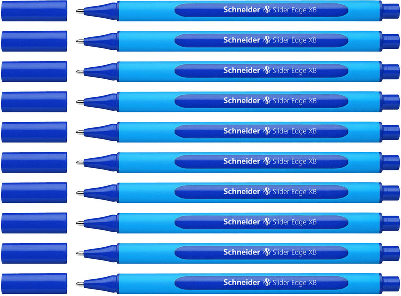 Schneider 152203 Ballpoint Pen Slider Edge with Cap XB Blue Barrel Colour: Cyan-Blue Pack of 10