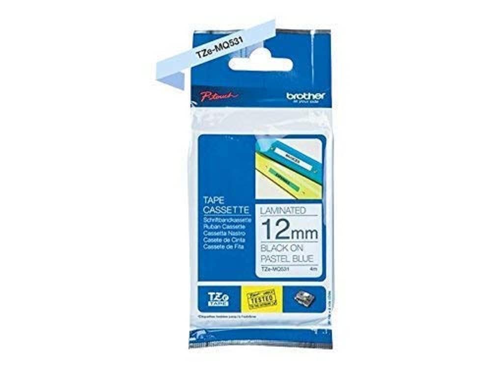 Brother Original laminiertes Schriftband TZe-MQ531 12 mm, schwarz auf pastell-blau (u.a.für Brother P-touch H200, H100LB/R, H105, E100/VP, D200/BW/VP, D210/VP, Cube)