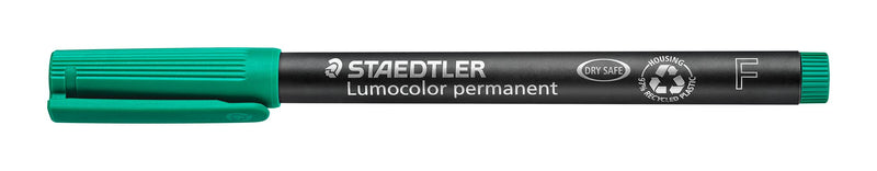 STAEDTLER 318-5 Lumocolor Permanent Pen, Fine Line Width, 0.6mm - Green (Box of 10
