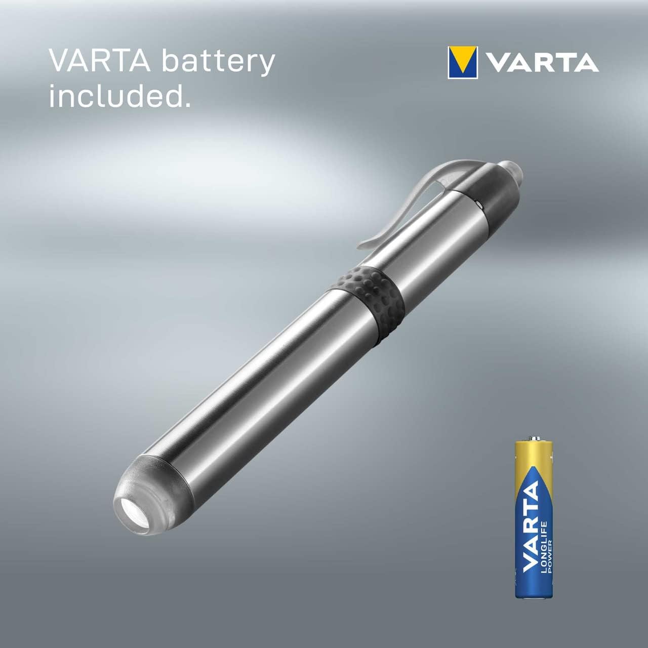 VARTA 16611 Pen Light White 5 mm LED (incl. 1X AAA Longlife Power Battery, Ideal for use in Hospitals, Old People's Homes, Medical Including Practical mounting Option), 1 Count (Pack of 1