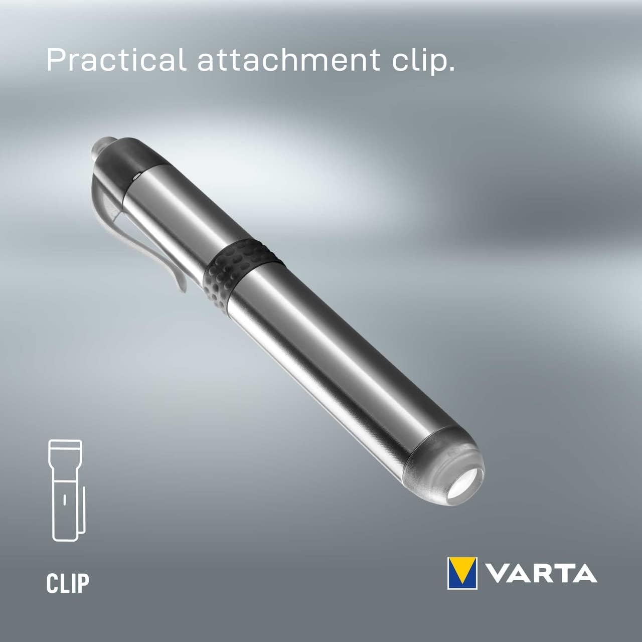 VARTA 16611 Pen Light White 5 mm LED (incl. 1X AAA Longlife Power Battery, Ideal for use in Hospitals, Old People's Homes, Medical Including Practical mounting Option), 1 Count (Pack of 1