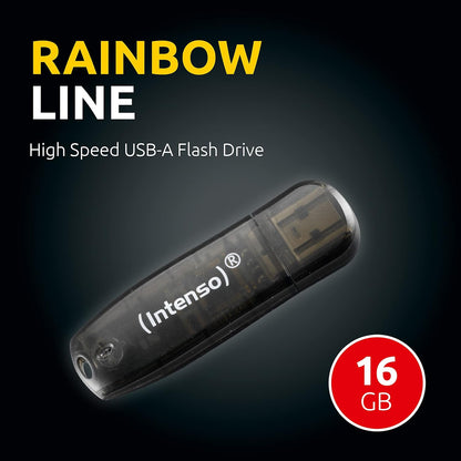 Intenso 3502470 16GB Rainbow USB 2.0 Flash Drive - Transparent
