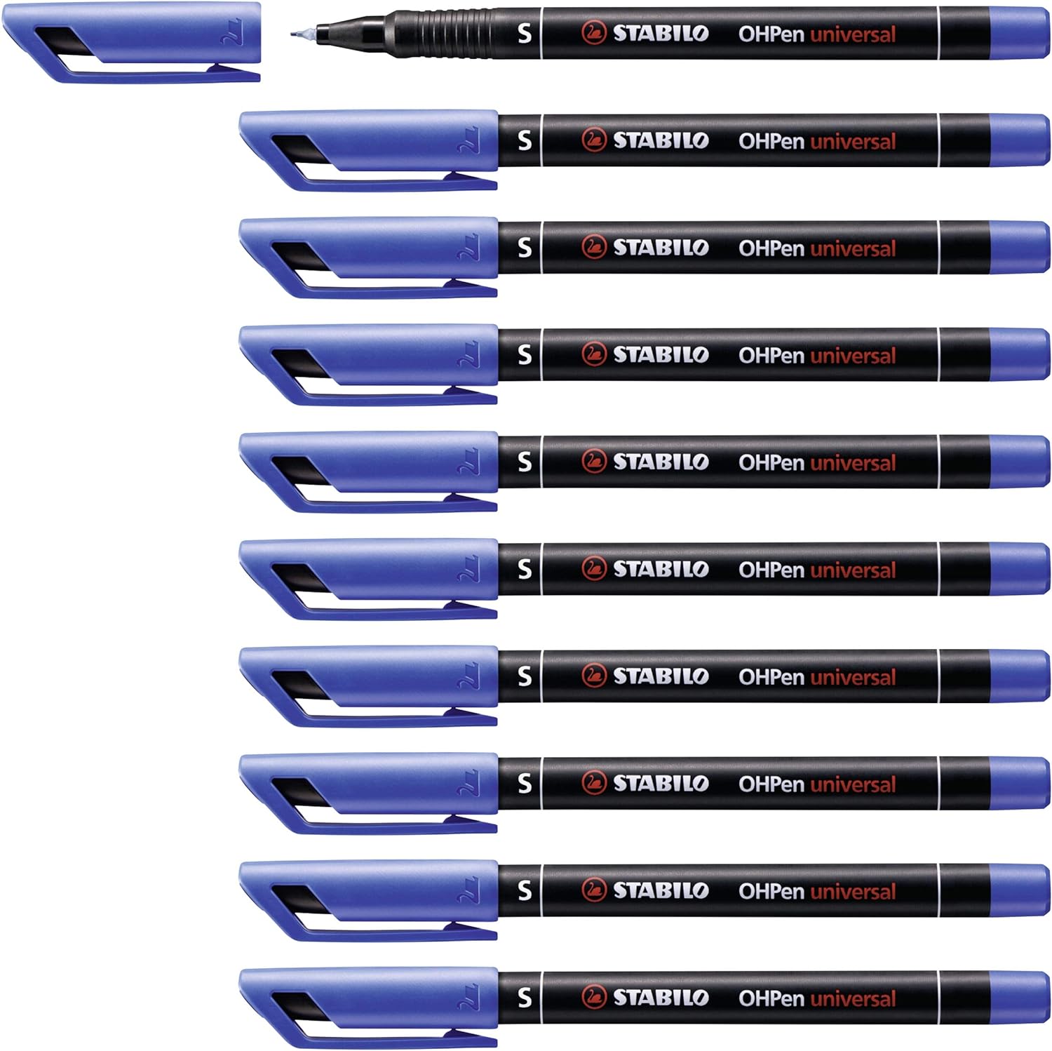 Overhead Pen - STABILO OHPen universal - Permanent Superfine - Pack of 10 - blue