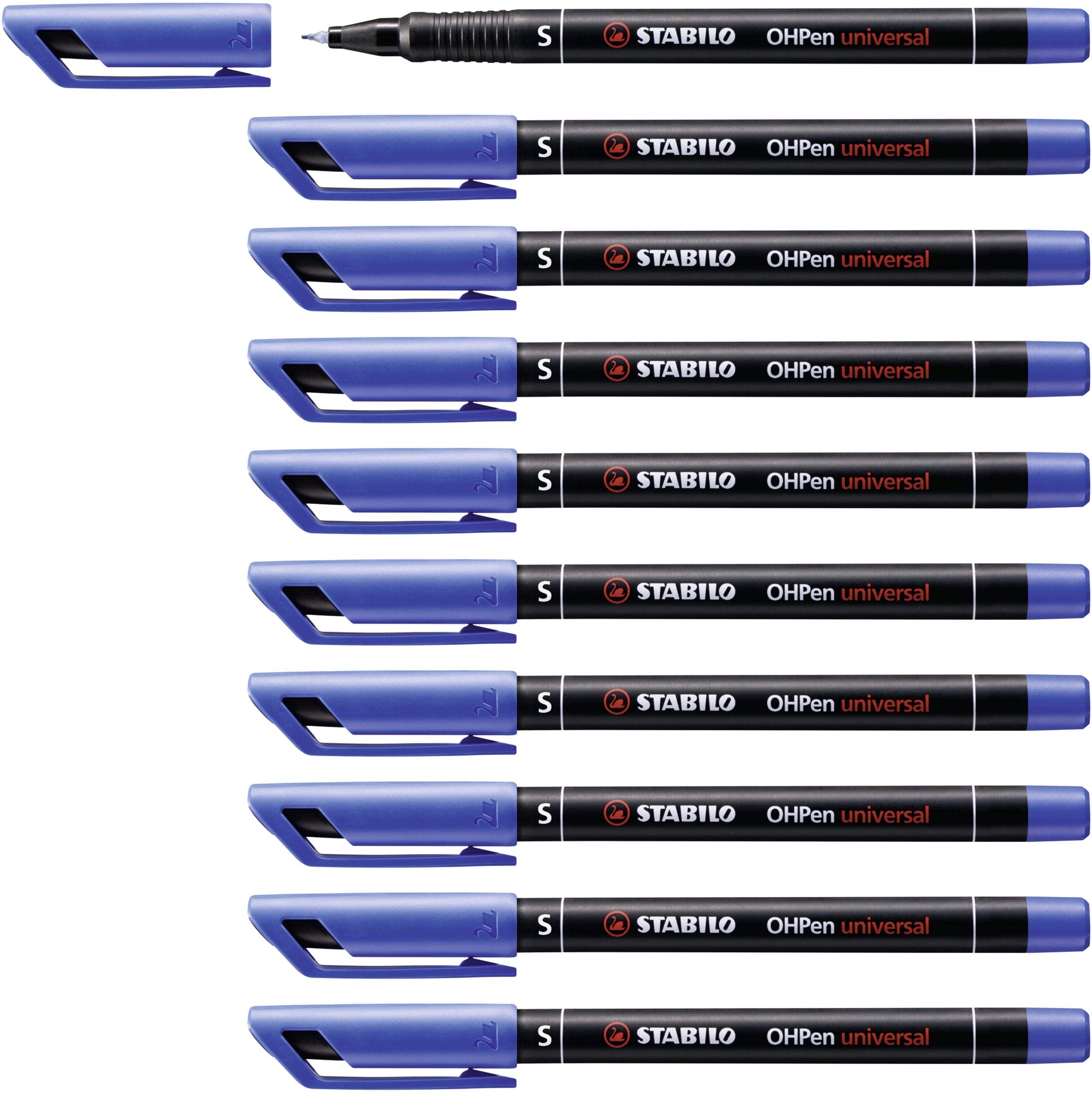 Overhead Pen - STABILO OHPen universal - Permanent Superfine - Pack of 10 - blue