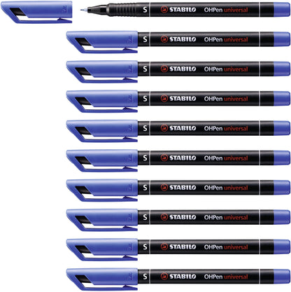 Overhead Pen - STABILO OHPen universal - Permanent Superfine - Pack of 10 - blue
