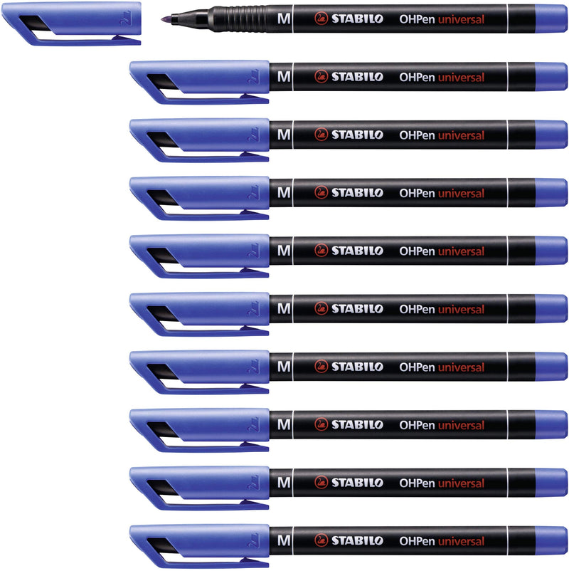 Overhead Pen - STABILO OHPen universal - Permanent Medium - Pack of 10 - blue