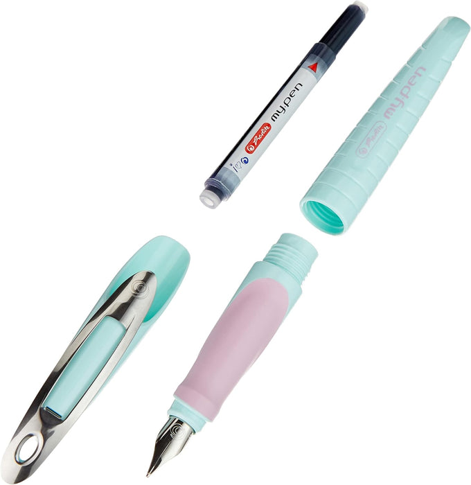 Herlitz 10999753, Schulfüllhalter (inkl. Patrone) -Für Rechtshänder, Minze/Lila minze/lila 1 stück (1er Pack)