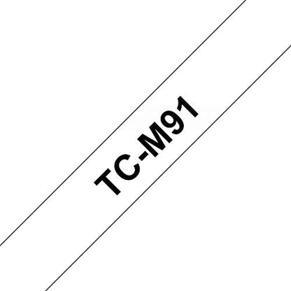 Brother TC-M91 Labelling Tape Cassette, Matt, Black on Clear, 9 mm (W) x 7.7M (L), Laminated, Brother Genuine Supplies