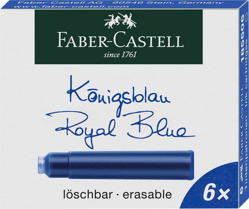 Faber Castell 185506 Standard Ink Cartridge - Blue (Pack of 6