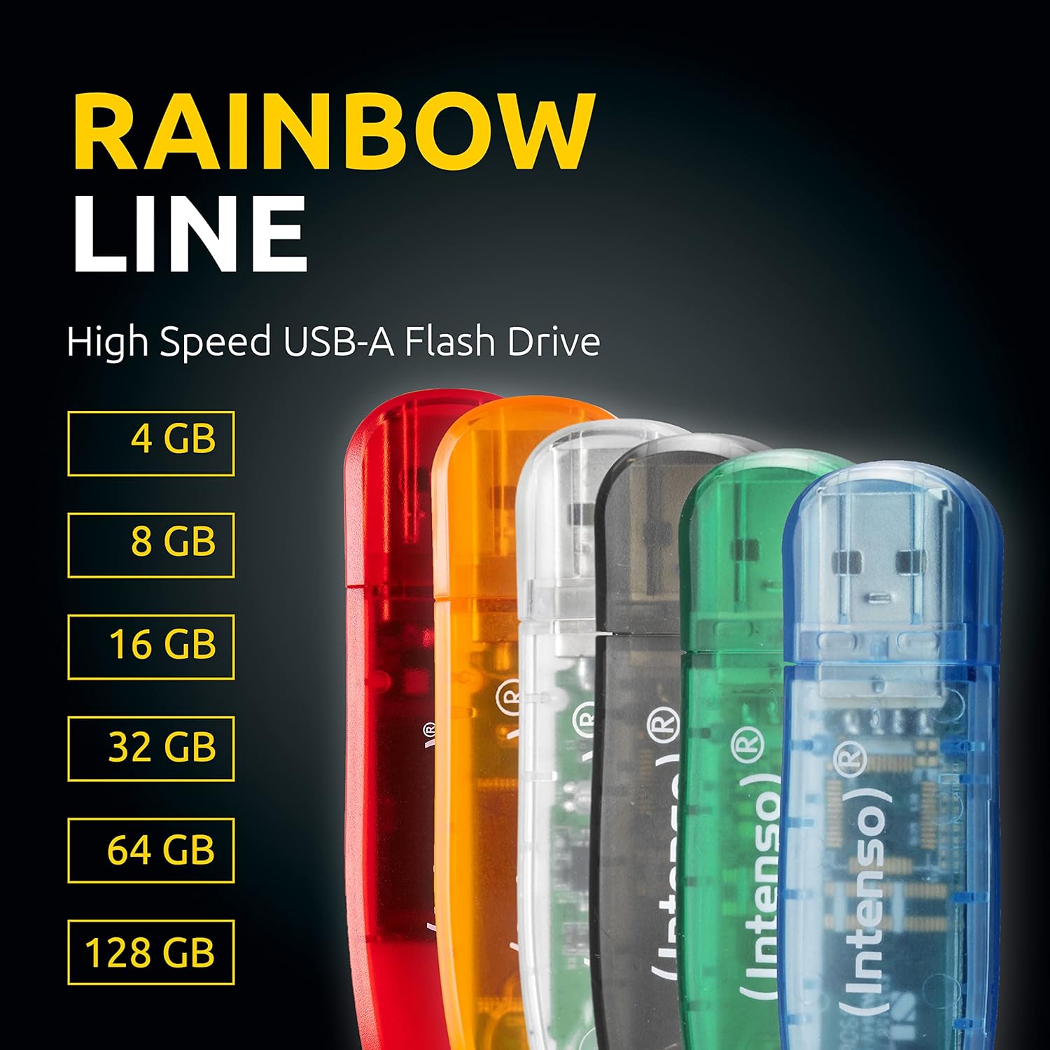 Intenso 3502450 4GB Rainbow USB 2.0 Flash Drive - Transparent