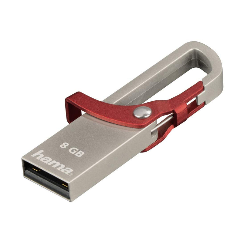 Hama 123919 8GB Hook Style Flash Pen USB, Grey/Red 8 GB