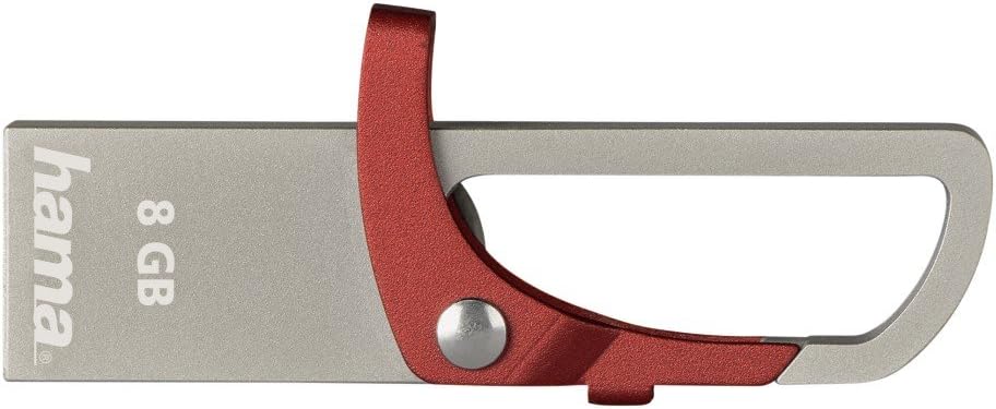 Hama 123919 8GB Hook Style Flash Pen USB, Grey/Red 8 GB