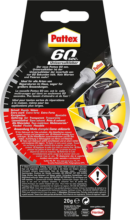 Pattex 1990277"60 Sec" All-Purpose Glue, Black, 20 g, 3 Piece 1 x