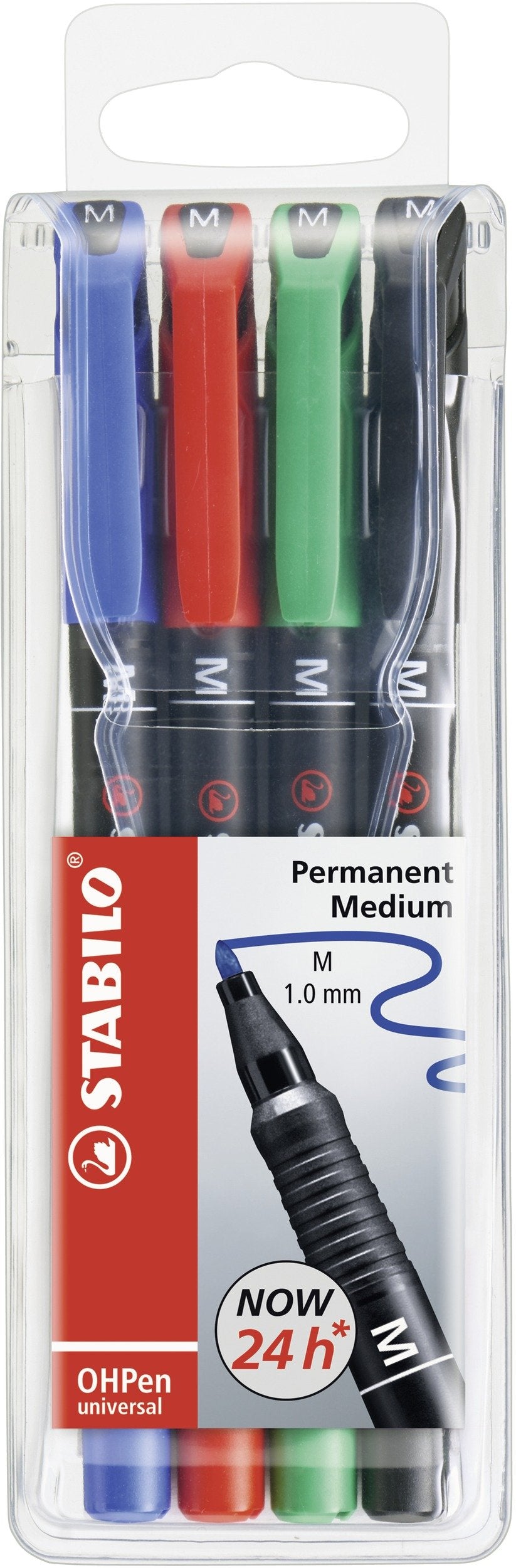 OHP Pen - STABILO OHP Pen Permanent - Medium - Wallet of 4 - Assorted Colours