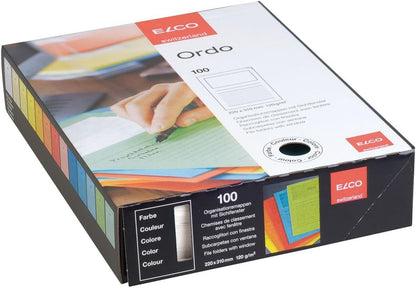 ELCO Ordo Classico 220x310mm 120 GSM Paper Folder with Printing and 180x100 mm Window (Box of 100