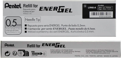Pentel 0.5mm Energel Refill - Black, LRN5-A, 12 piece