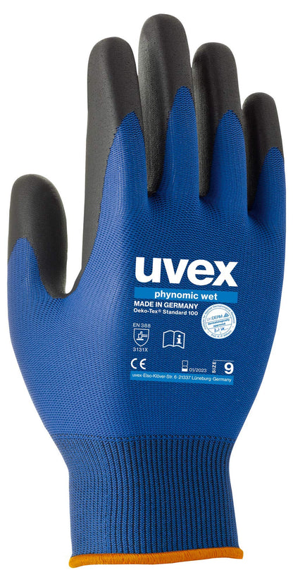 Uvex phynomic wet - wasserabweisende Arbeitshandschuhe f. Herren und Damen - Gr 10 10 blau/anthrazit