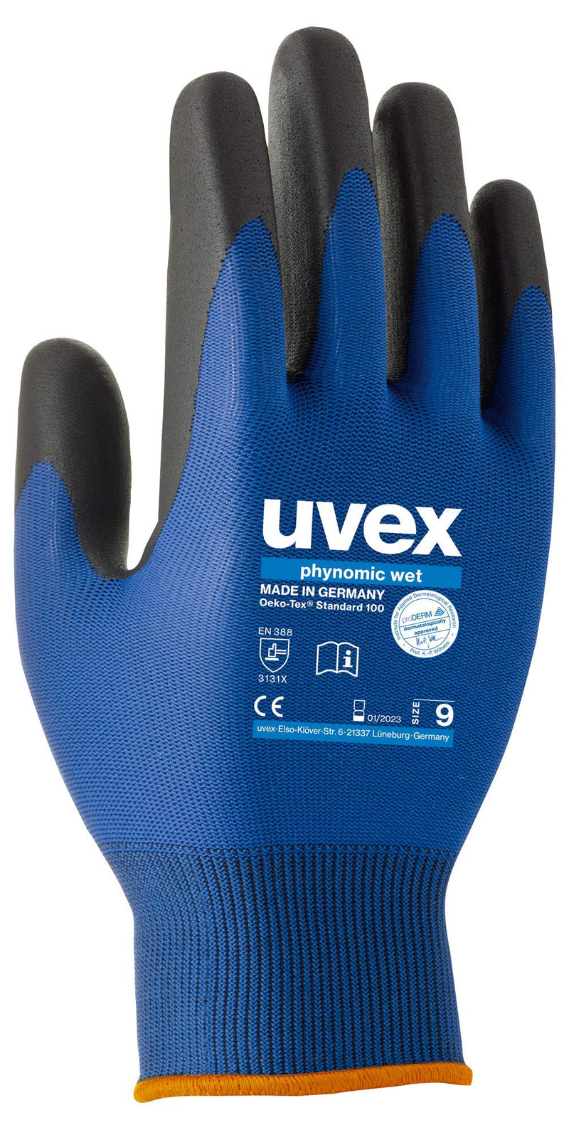 Uvex phynomic wet - wasserabweisende Arbeitshandschuhe f. Herren und Damen - Gr 10 10 blau/anthrazit