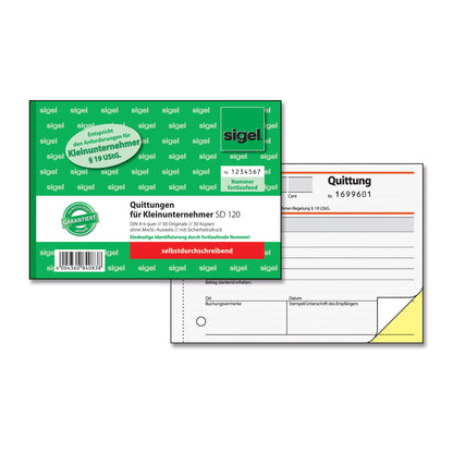 Sigel SD120 Invoices for Small Companies with Security Print, Carbonless, A6 Landscape