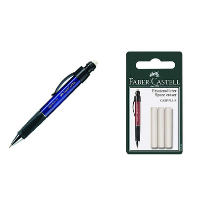 Faber-Castell Grip Plus 07 Pencil- Metallic Blue &Spare Eraser for Grip Plus Mechanical Pencil