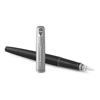 Parker Jotter Fountain Pen | Bond Street Black | Medium Nib Blue Ink | Gift Box